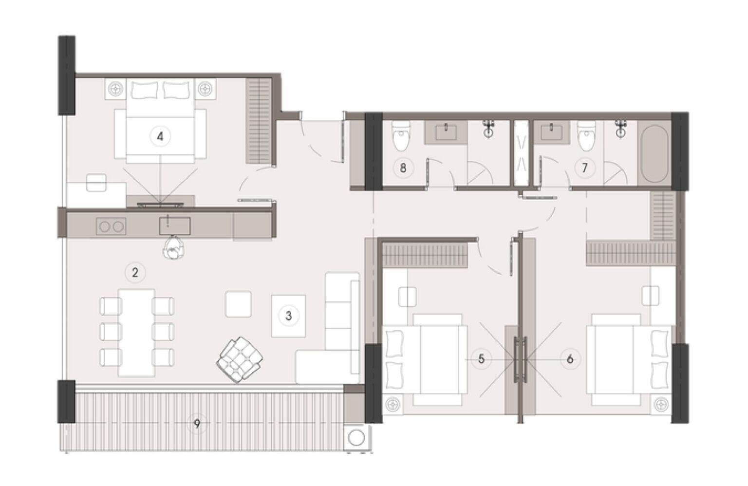 Layout can ho 3PN Alumi Xuan Cau 1536x998 1