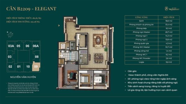 mat bang can b2209 ELEGANT ha noi signature