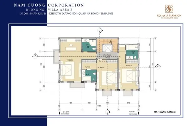 Mat bang Tang 3 cua biet thu Solasta Mansion Duong Noi tap doan Nam Cuong